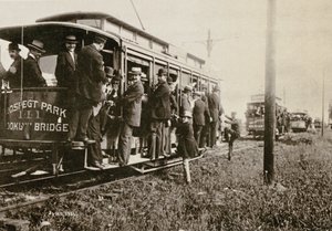 Trolleys de Brooklyn en direction de Coney Island, New York, c.1897 - Joseph Byron